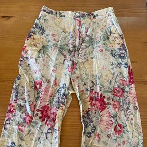 Vintage 80's Ralph Lauren, Country, Floral Wide Leg Pants, Resort, Summer